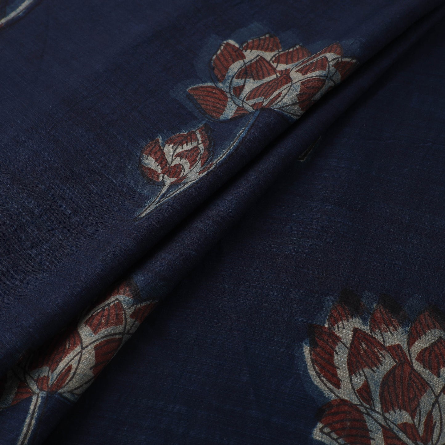 Akola Hand Block Printed Handloom Chanderi Slub Fabric 05