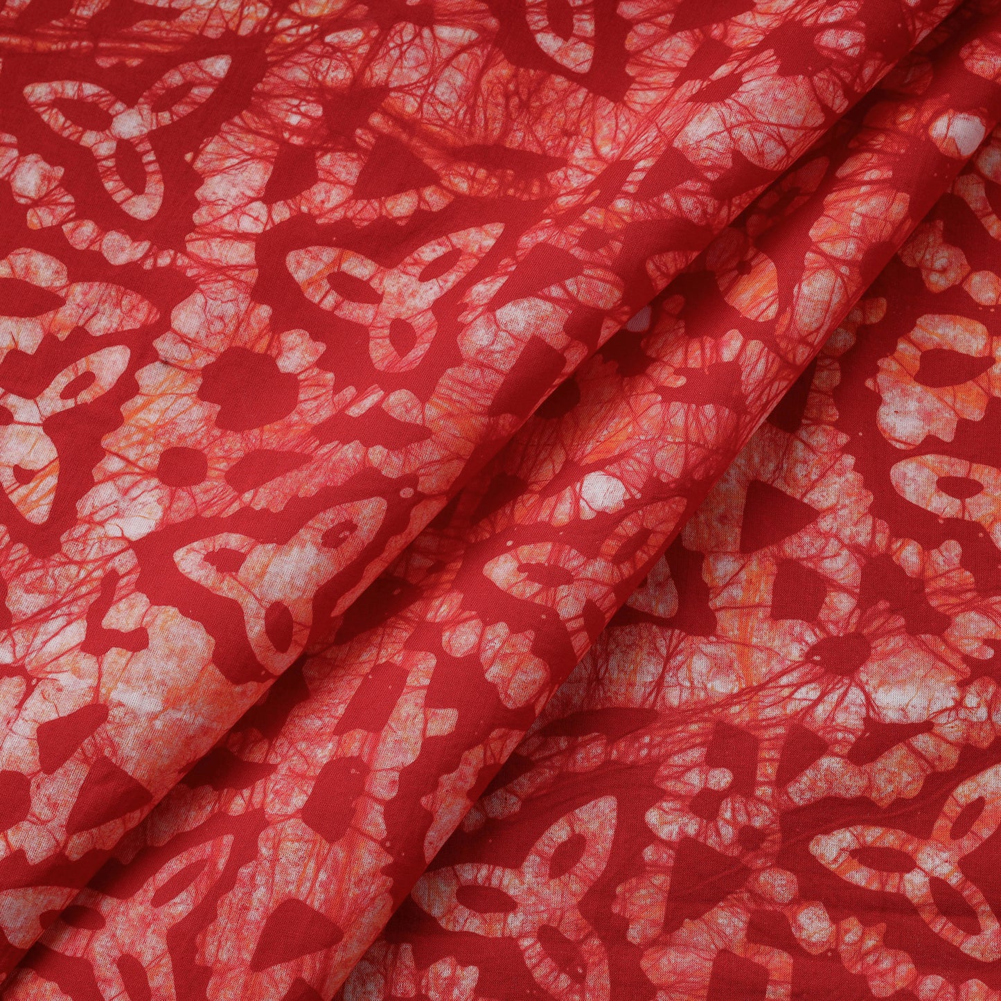 Red - Hand Batik Printed Pure Cotton Fabric