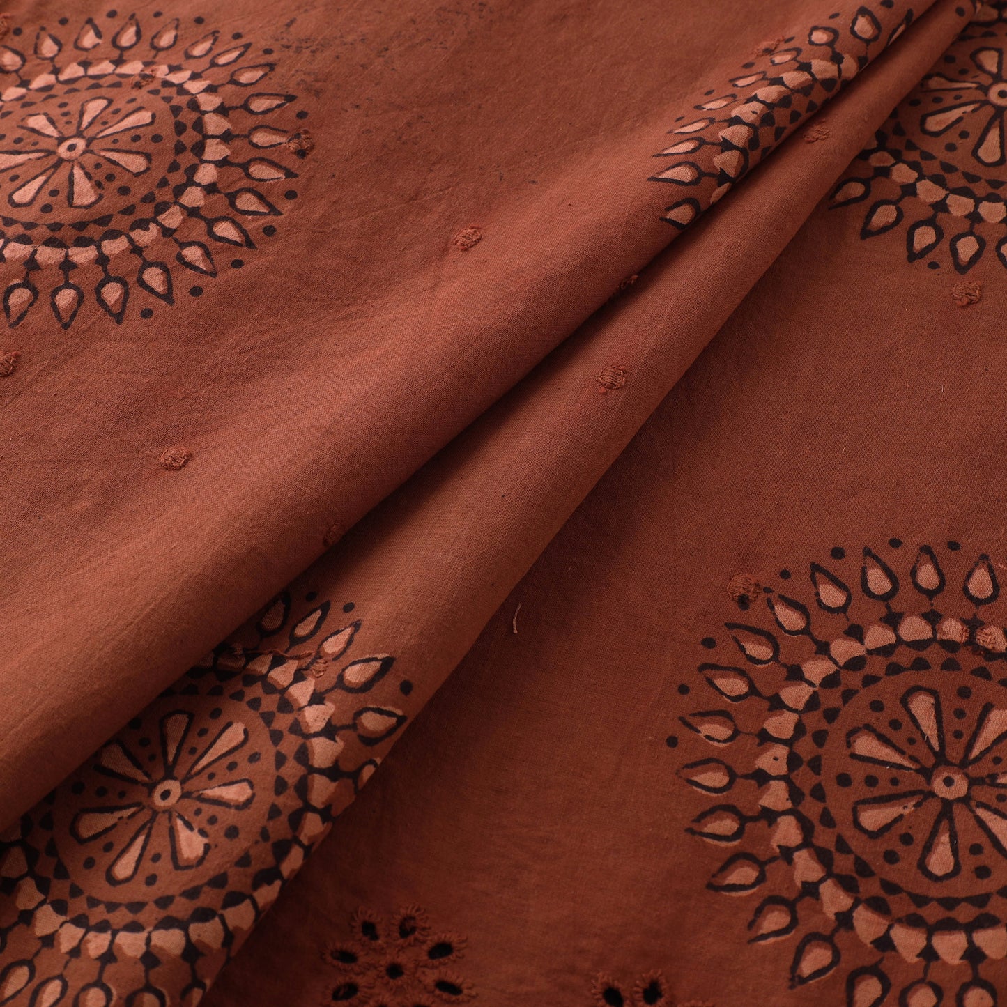 Natural Dyed Hand Block Print Ajrakh Cotton Hakoba Fabric 49
