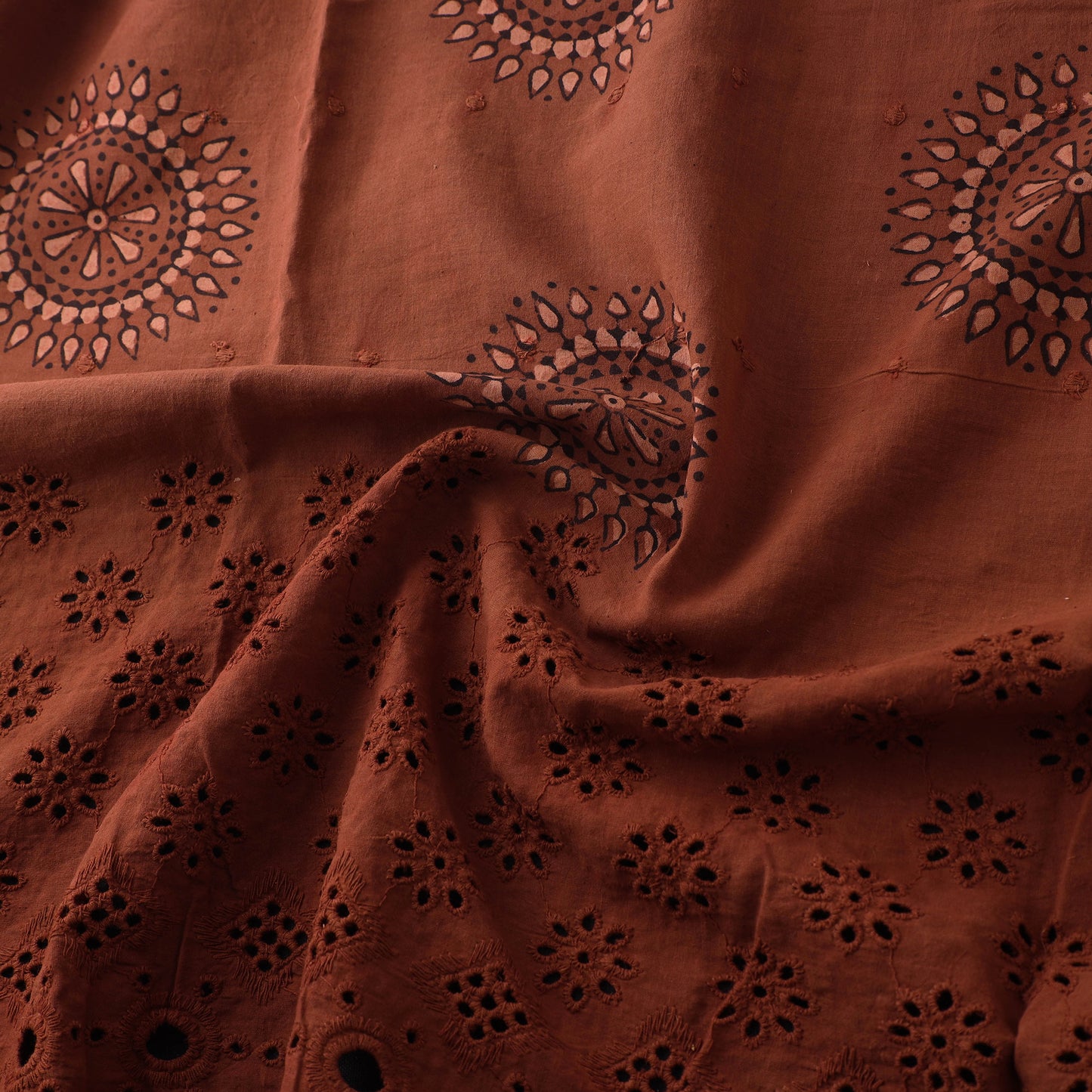 Natural Dyed Hand Block Print Ajrakh Cotton Hakoba Fabric 49