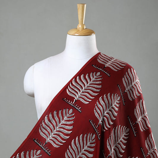 Red - Bagh Block Printed Modal Silk Fabric