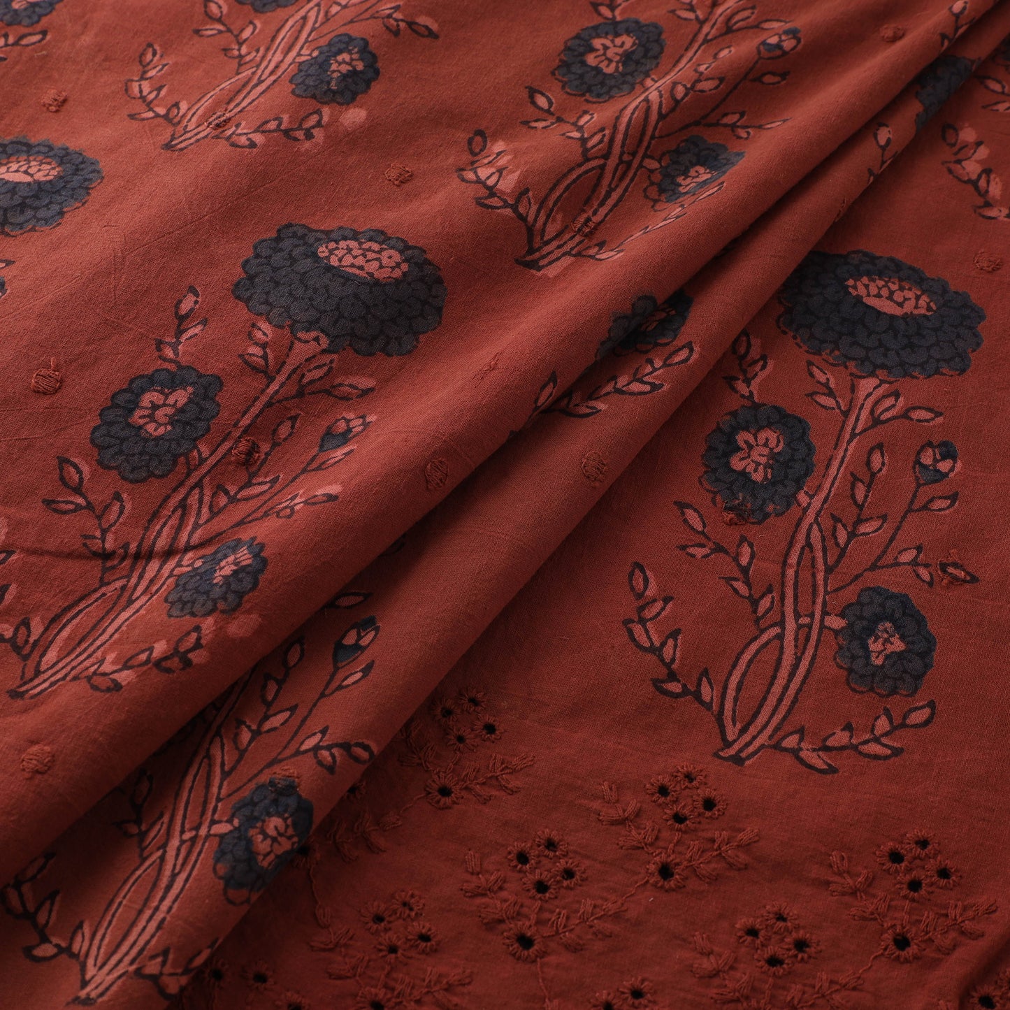 Natural Dyed Hand Block Print Ajrakh Cotton Hakoba Fabric 52