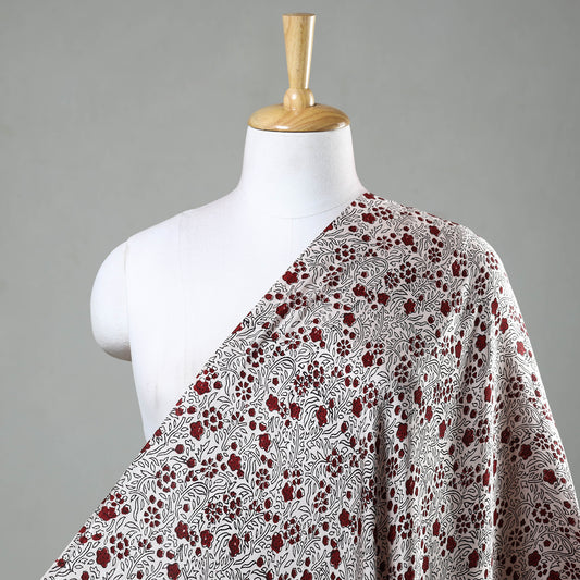 Beige - Bagh Block Printed Modal Silk Fabric