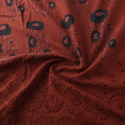 Natural Dyed Hand Block Print Ajrakh Cotton Hakoba Fabric 52