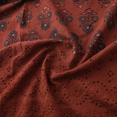 Natural Dyed Hand Block Print Ajrakh Cotton Hakoba Fabric 51