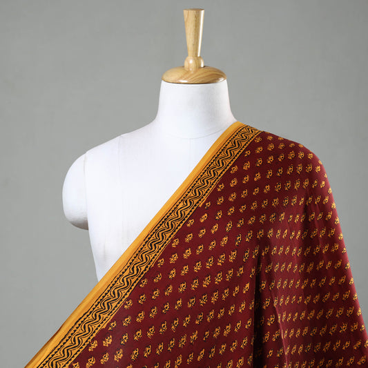 Maroon - Bagh Block Printed Modal Silk Fabric