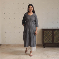 Black - Jacquard Cotton Straight Kurta 14