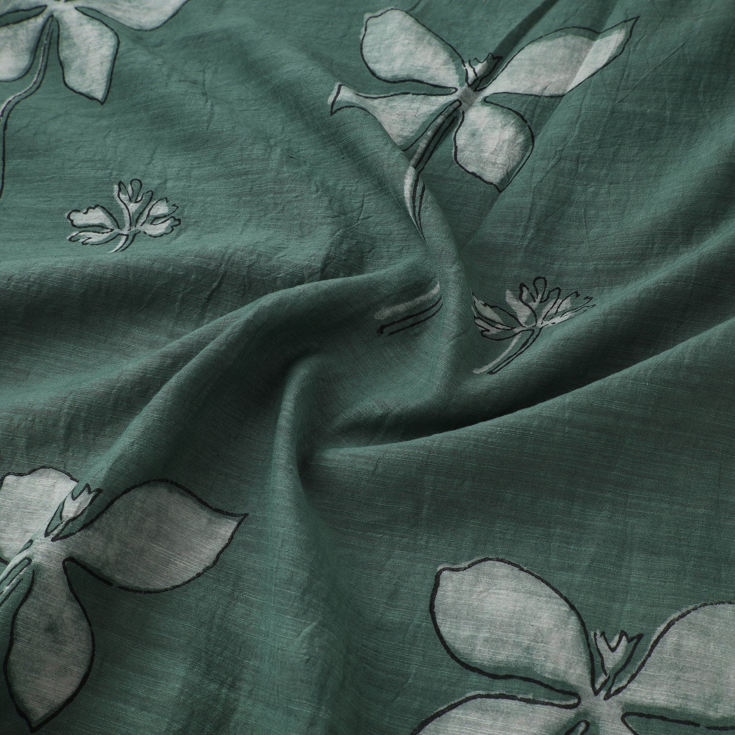 Akola Hand Block Printed Handloom Chanderi Slub Fabric 11