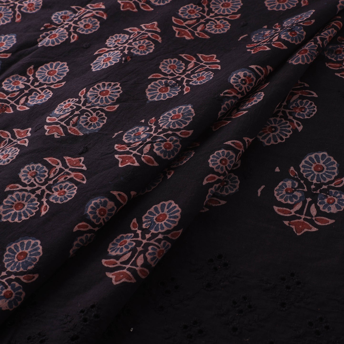 Natural Dyed Hand Block Print Ajrakh Cotton Hakoba Fabric 55
