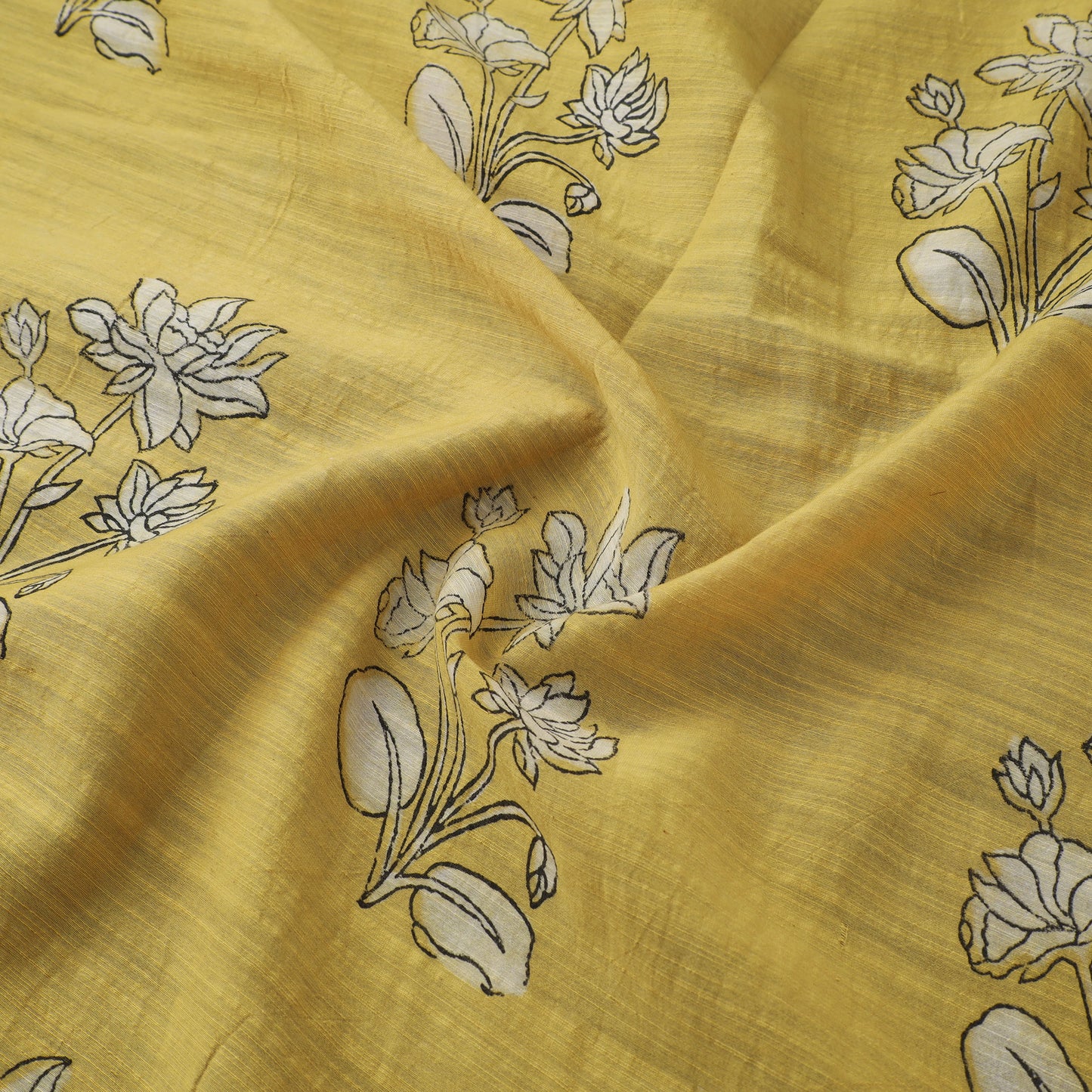 Akola Hand Block Printed Handloom Chanderi Slub Fabric 13