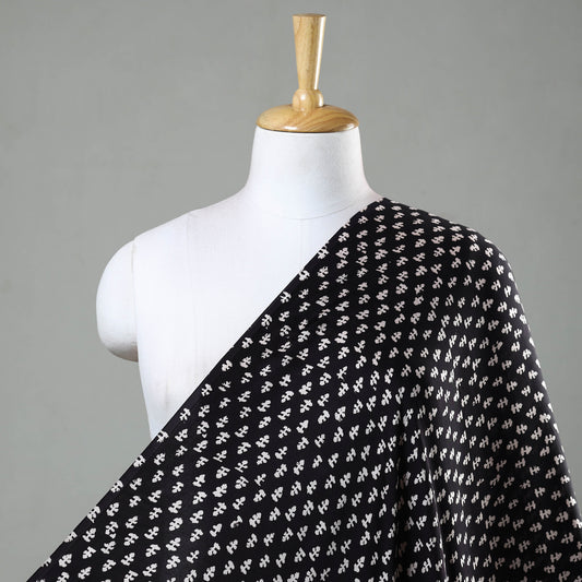 Black - Bagh Block Printed Modal Silk Fabric