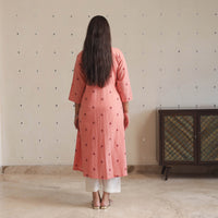 Baby Pink - Jacquard Cotton A-Line Kurta 04