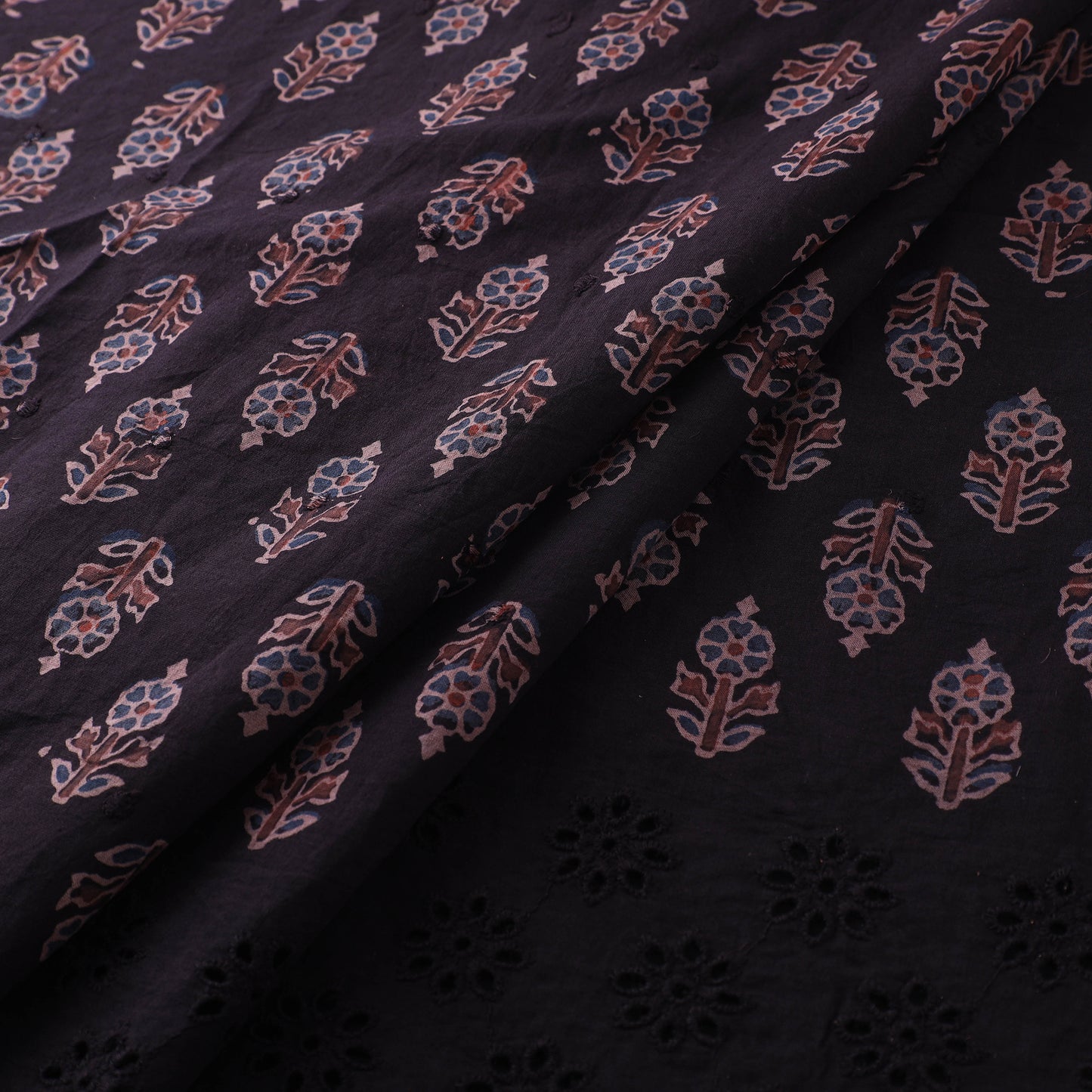 Natural Dyed Hand Block Print Ajrakh Cotton Hakoba Fabric 56