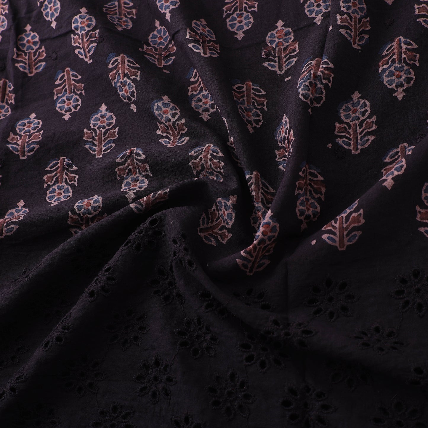 Natural Dyed Hand Block Print Ajrakh Cotton Hakoba Fabric 56