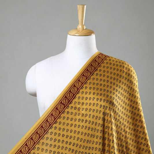 Yellow - Bagh Block Printed Modal Silk Fabric