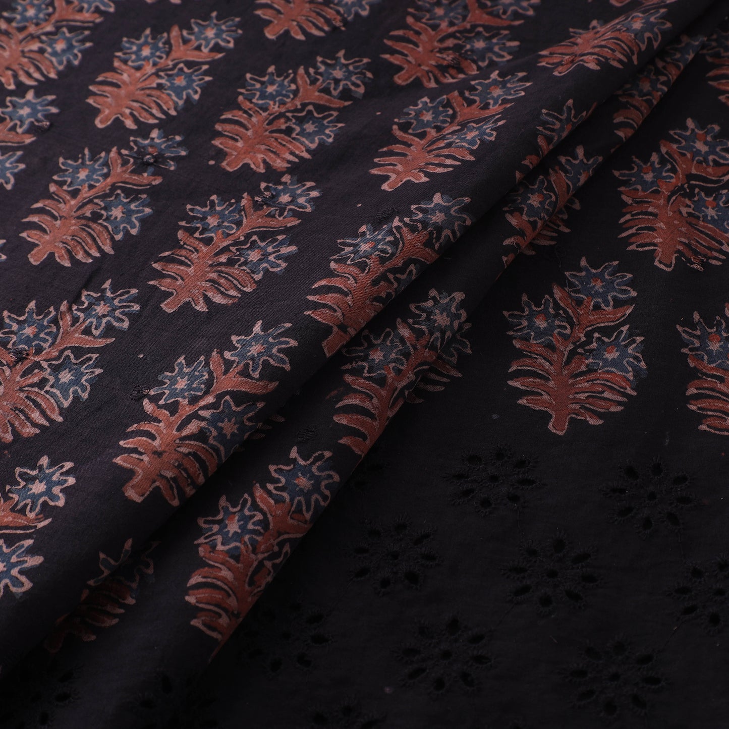 Natural Dyed Hand Block Print Ajrakh Cotton Hakoba Fabric 57