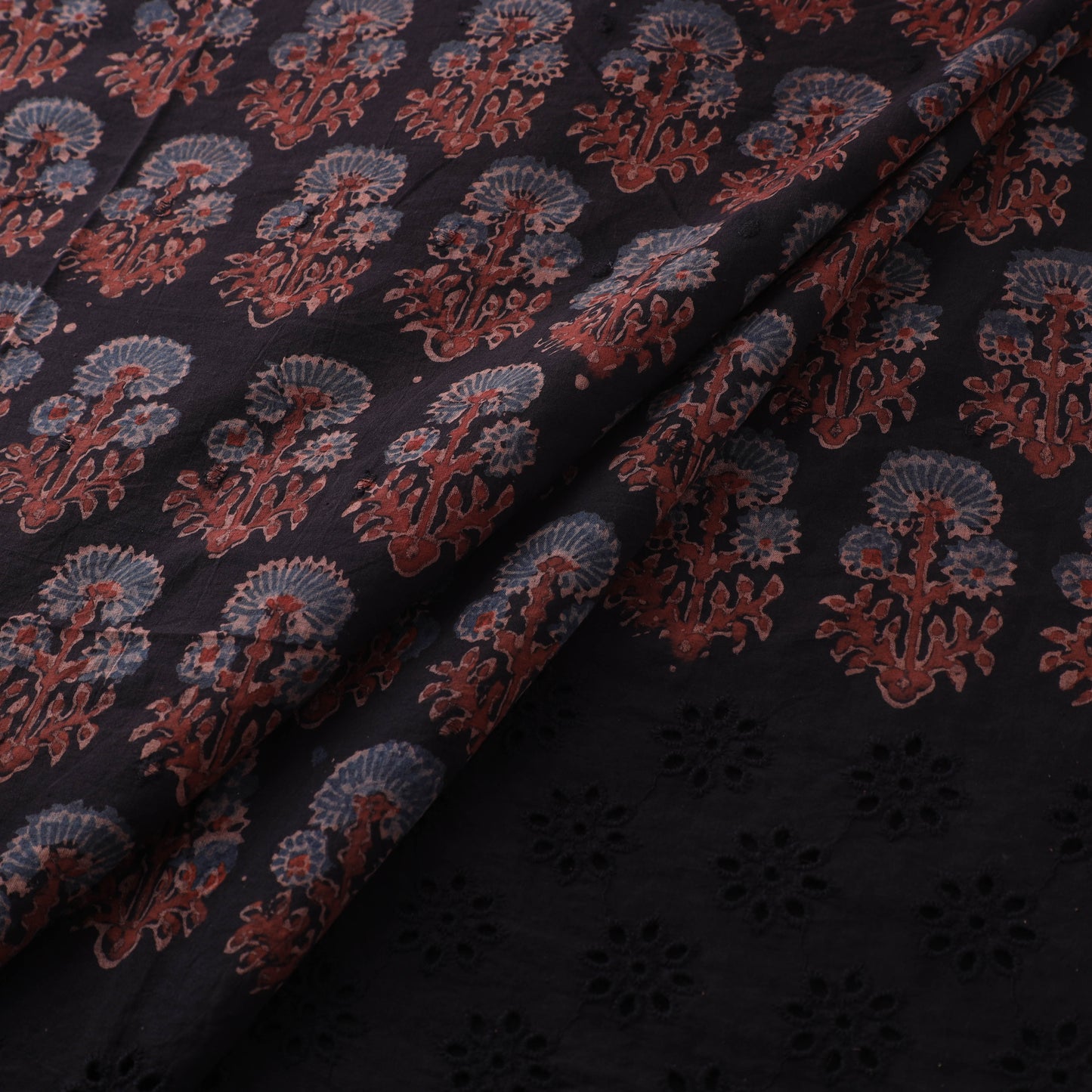 Natural Dyed Hand Block Print Ajrakh Cotton Hakoba Fabric 58