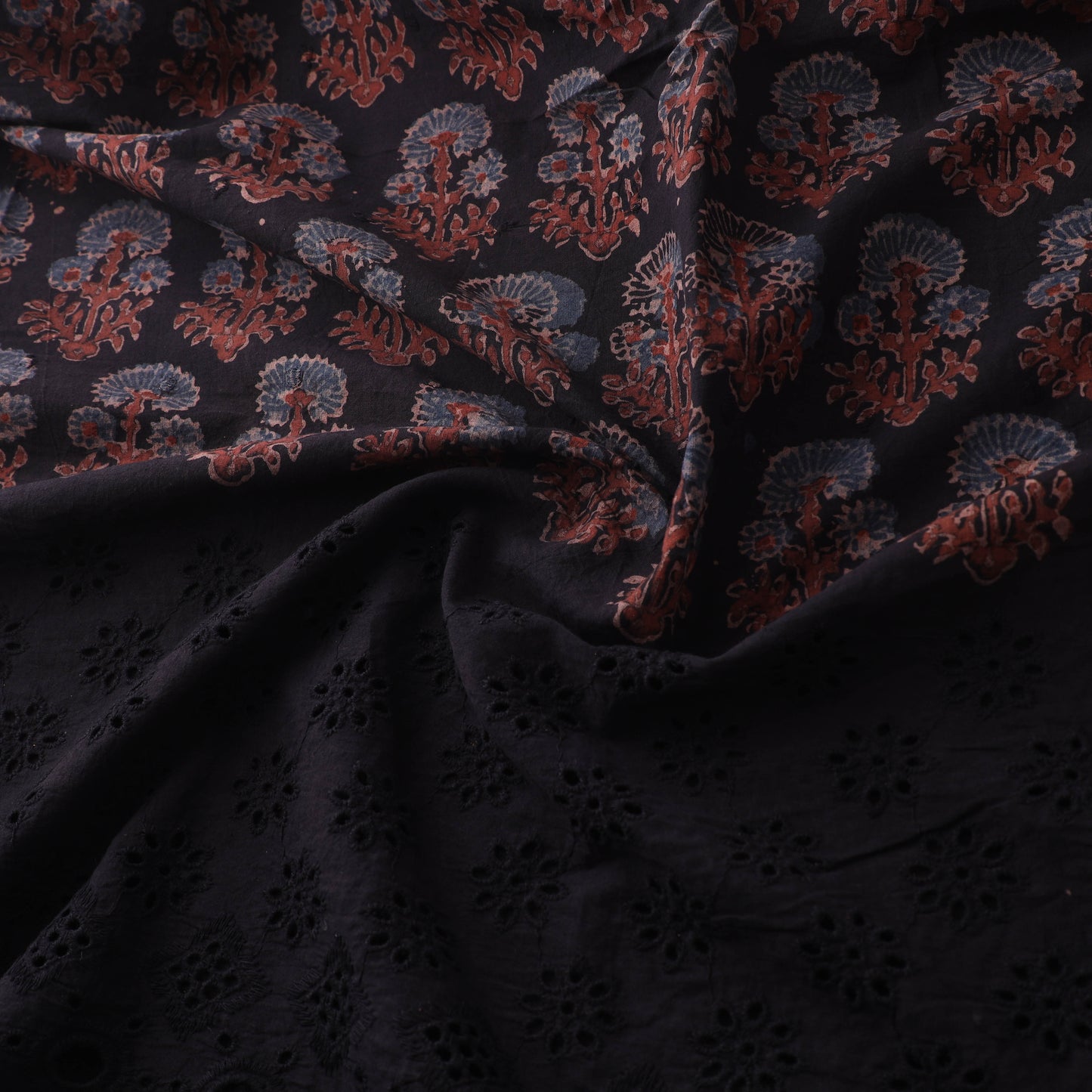 Natural Dyed Hand Block Print Ajrakh Cotton Hakoba Fabric 58