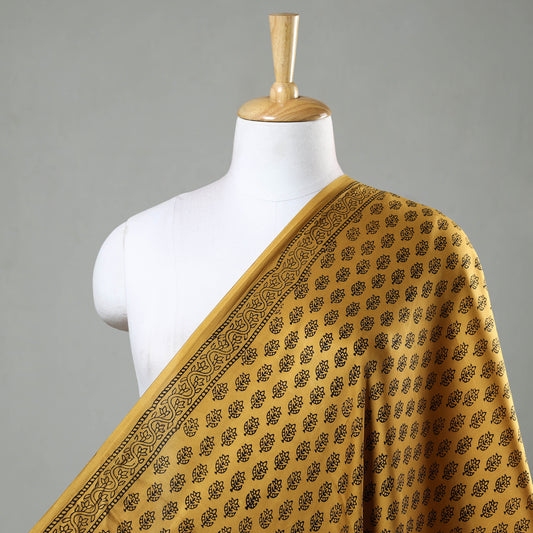 Yellow - Bagh Block Printed Modal Silk Fabric