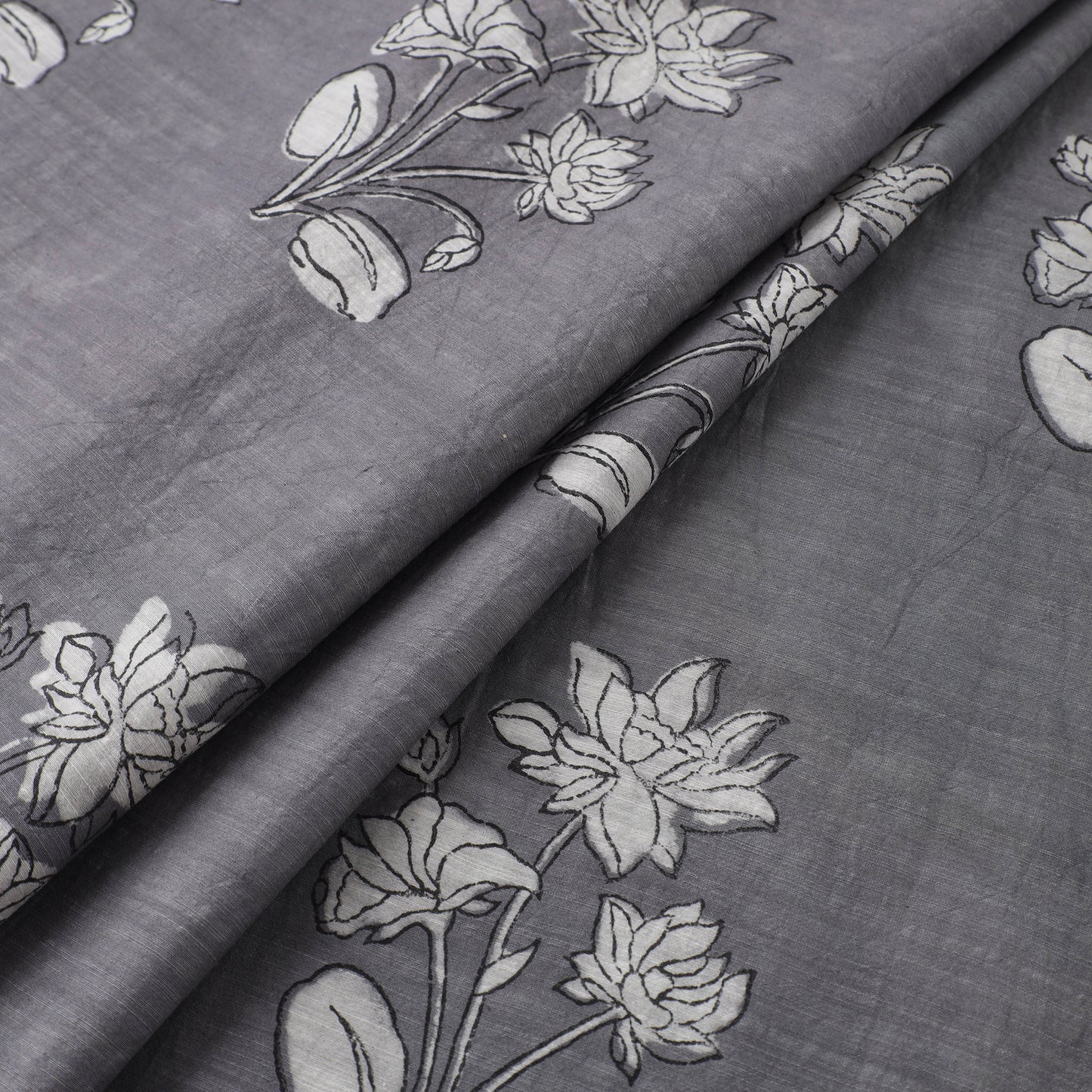 Akola Hand Block Printed Handloom Chanderi Slub Fabric 18