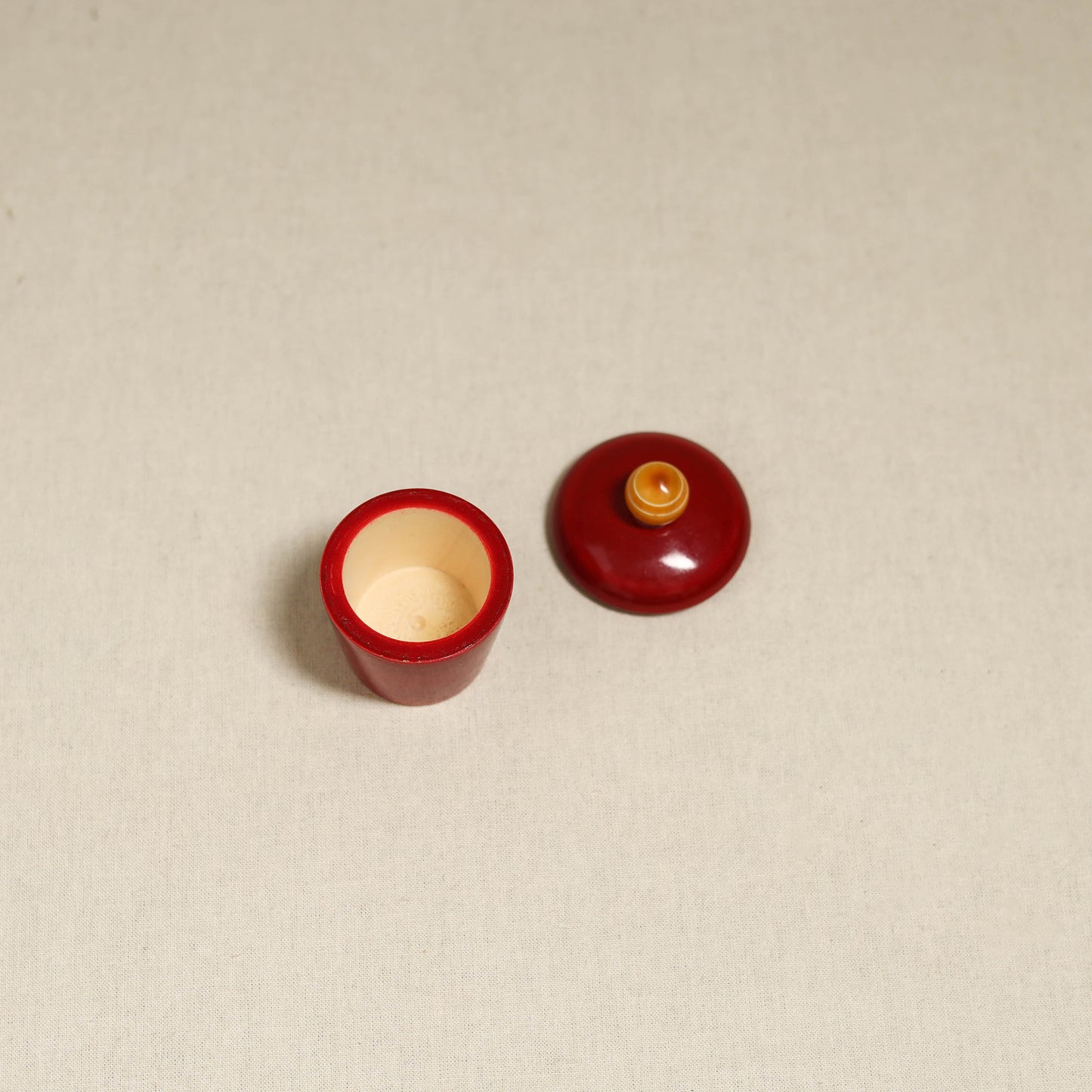 Red - Channapatna Handcrafted Wooden Kumkum Box 01