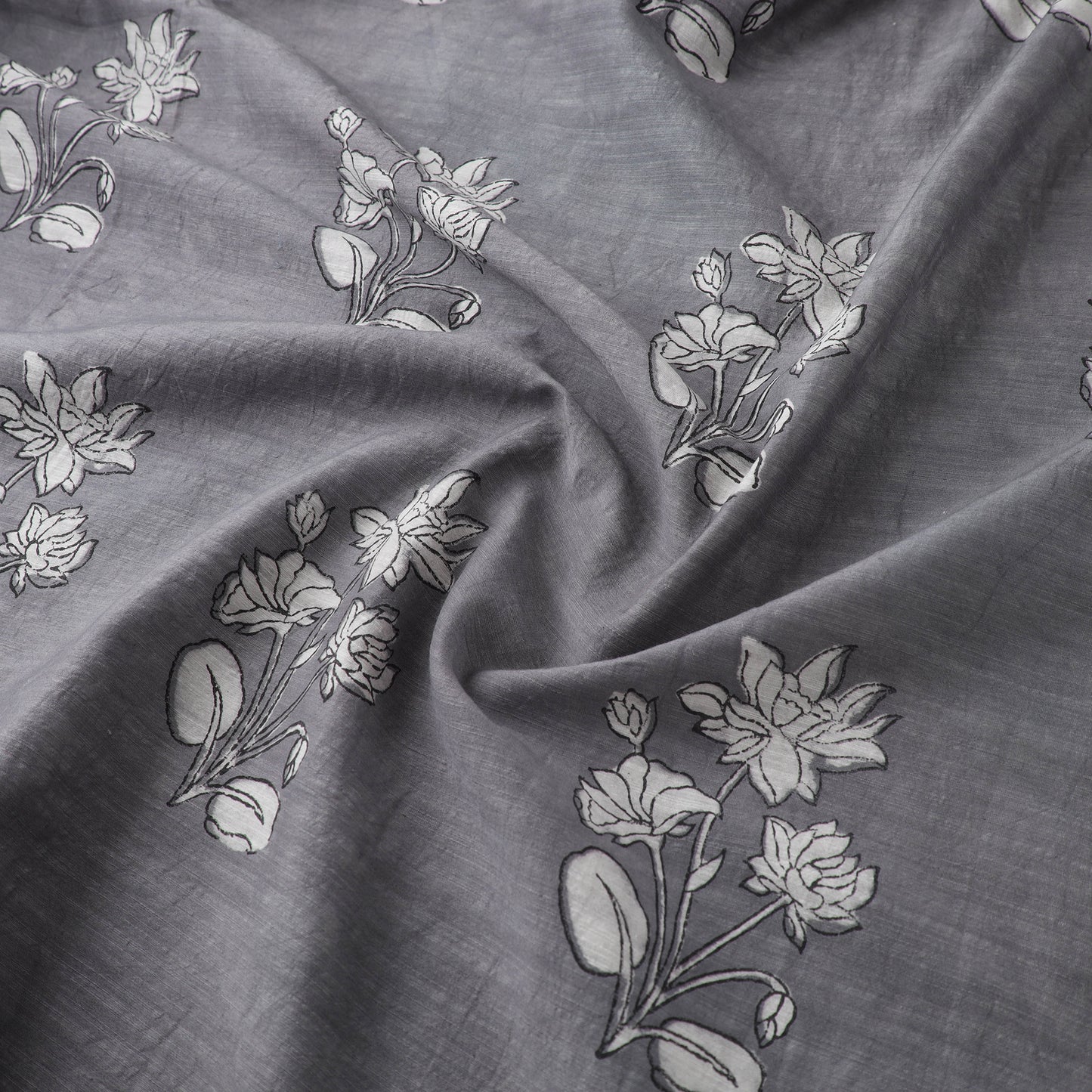 Akola Hand Block Printed Handloom Chanderi Slub Fabric 18