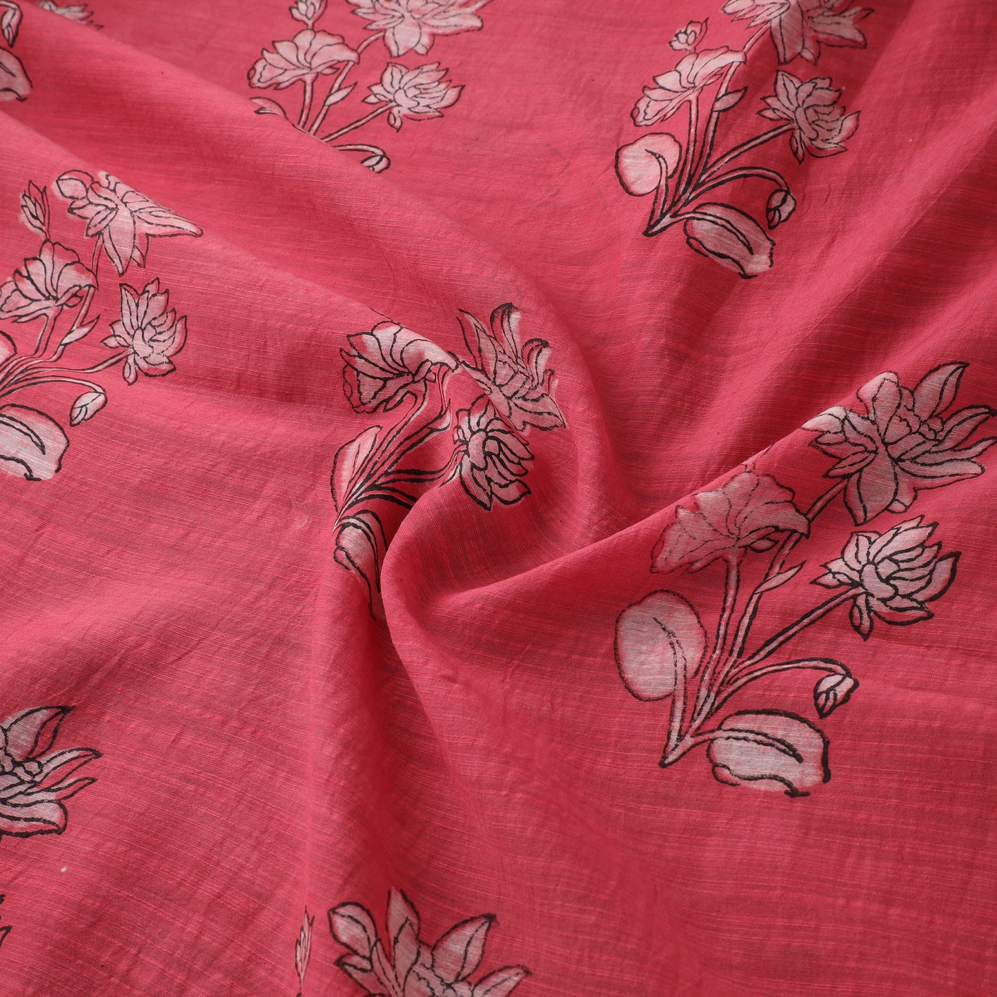Akola Hand Block Printed Handloom Chanderi Slub Fabric 19