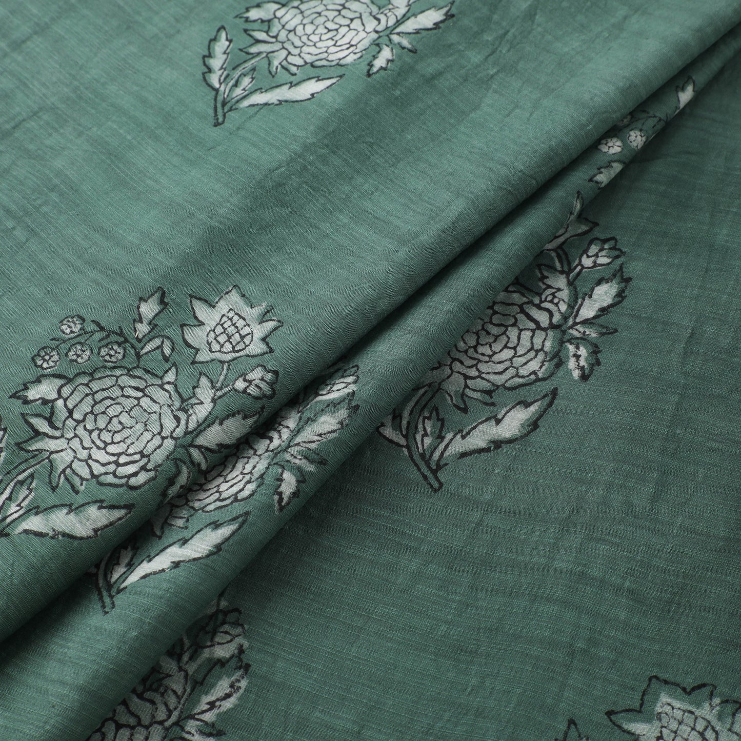 Akola Hand Block Printed Handloom Chanderi Slub Fabric 22