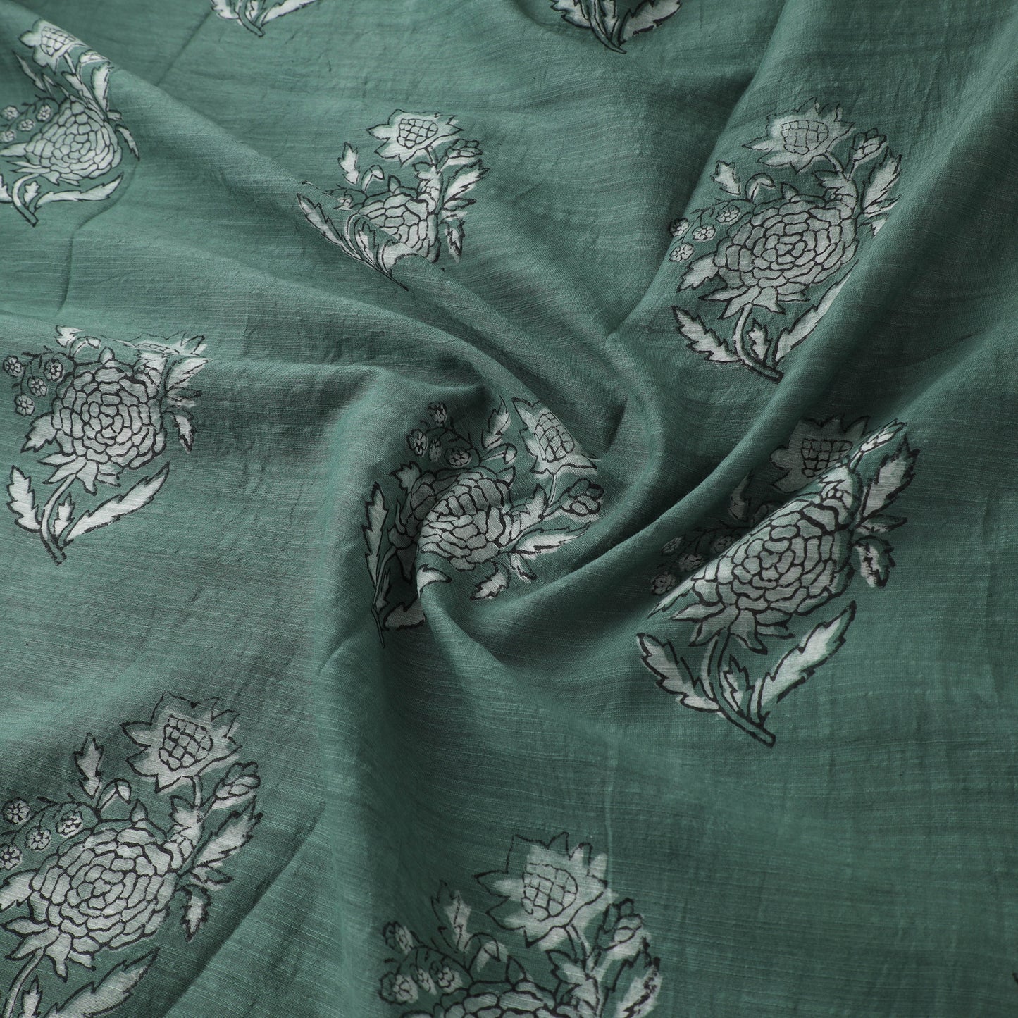 Akola Hand Block Printed Handloom Chanderi Slub Fabric 22