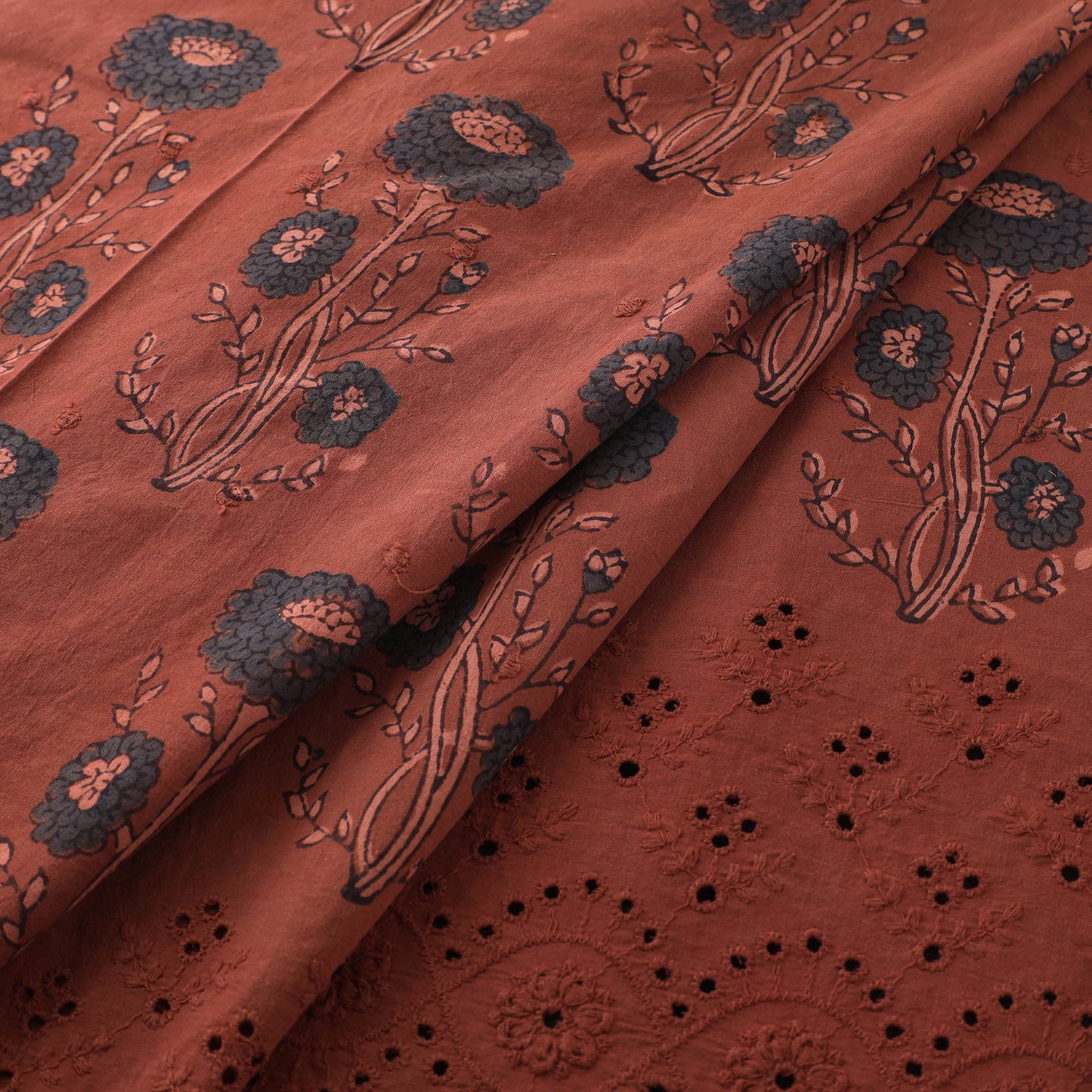 Natural Dyed Hand Block Print Ajrakh Cotton Hakoba Fabric 64