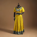 Yellow Navratri Garba Chaniya Choli Set in Mashru Silk with Ajrakh Patch