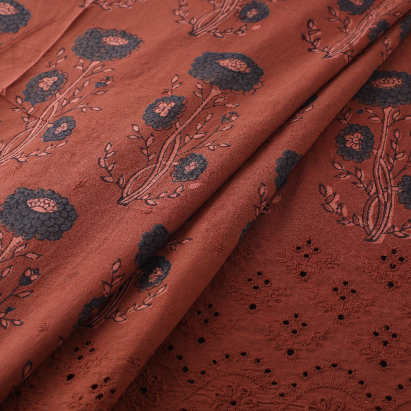 Natural Dyed Hand Block Print Ajrakh Cotton Hakoba Fabric 65