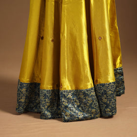 Yellow Navratri Garba Chaniya Choli Set in Mashru Silk with Ajrakh Patch