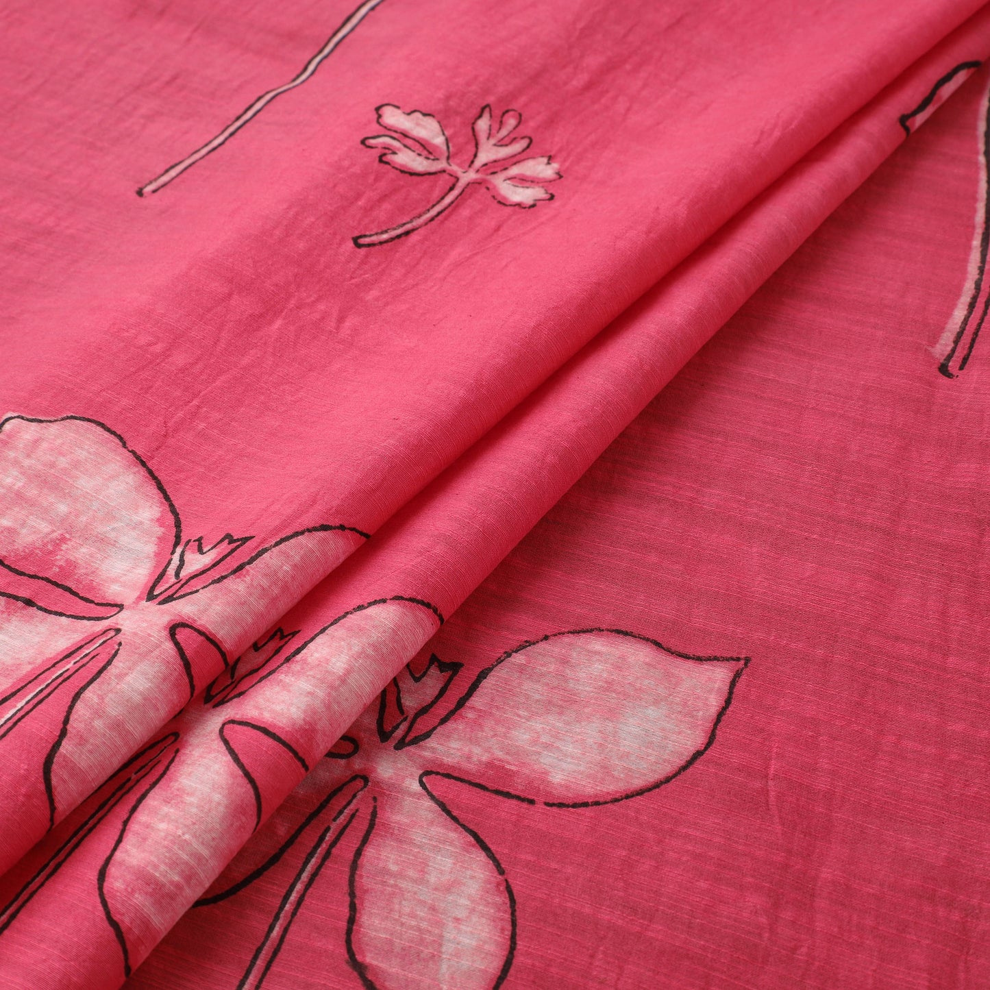 Akola Hand Block Printed Handloom Chanderi Slub Fabric 26