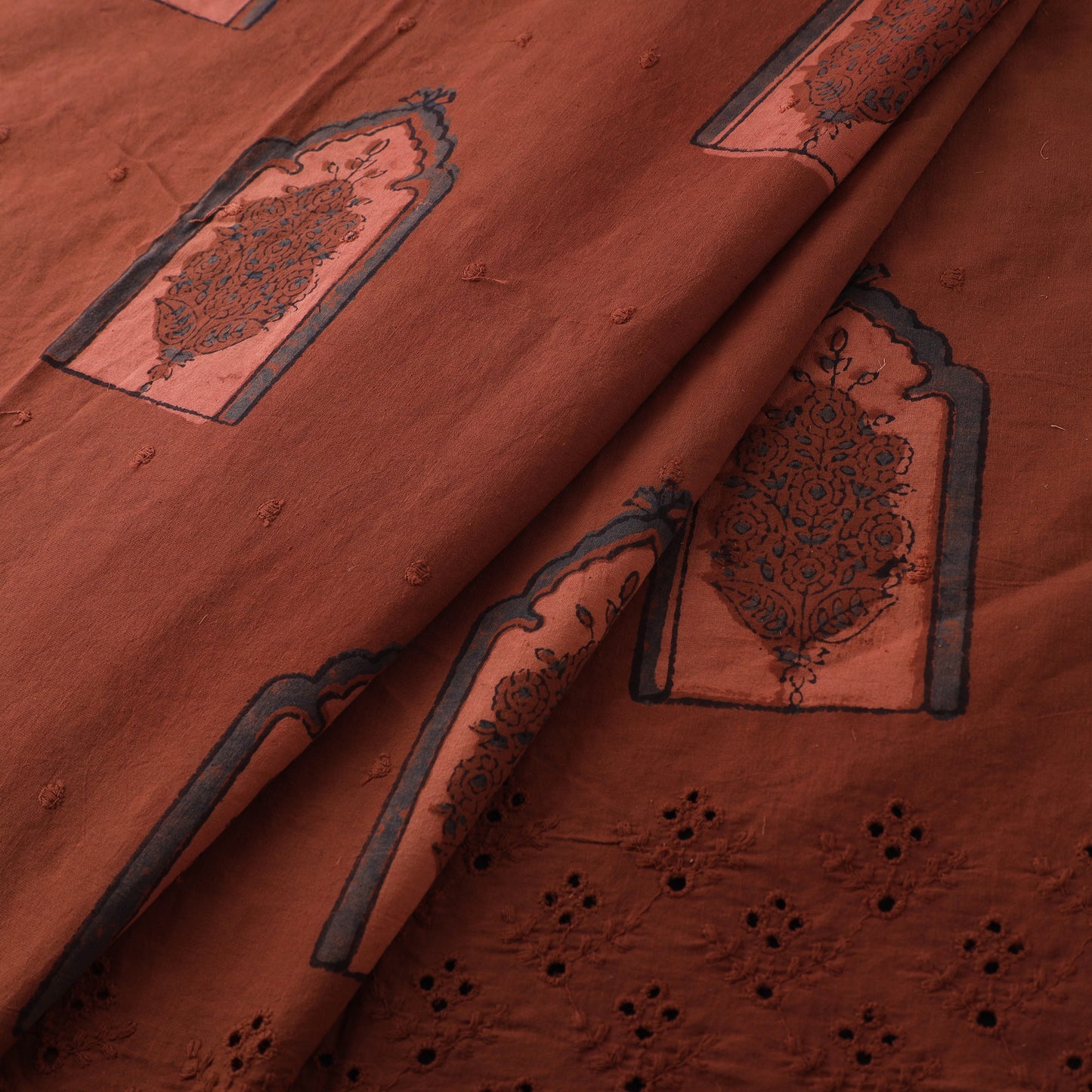 Natural Dyed Hand Block Print Ajrakh Cotton Hakoba Fabric 66