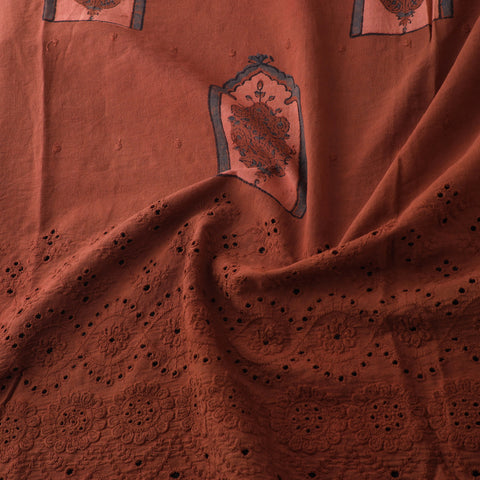 Natural Dyed Hand Block Print Ajrakh Cotton Hakoba Fabric 66