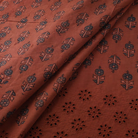Natural Dyed Hand Block Print Ajrakh Cotton Hakoba Fabric 68