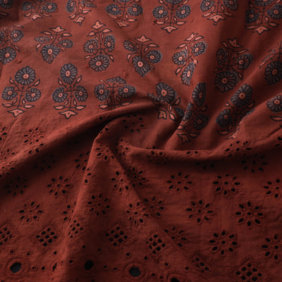 Natural Dyed Hand Block Print Ajrakh Cotton Hakoba Fabric 69