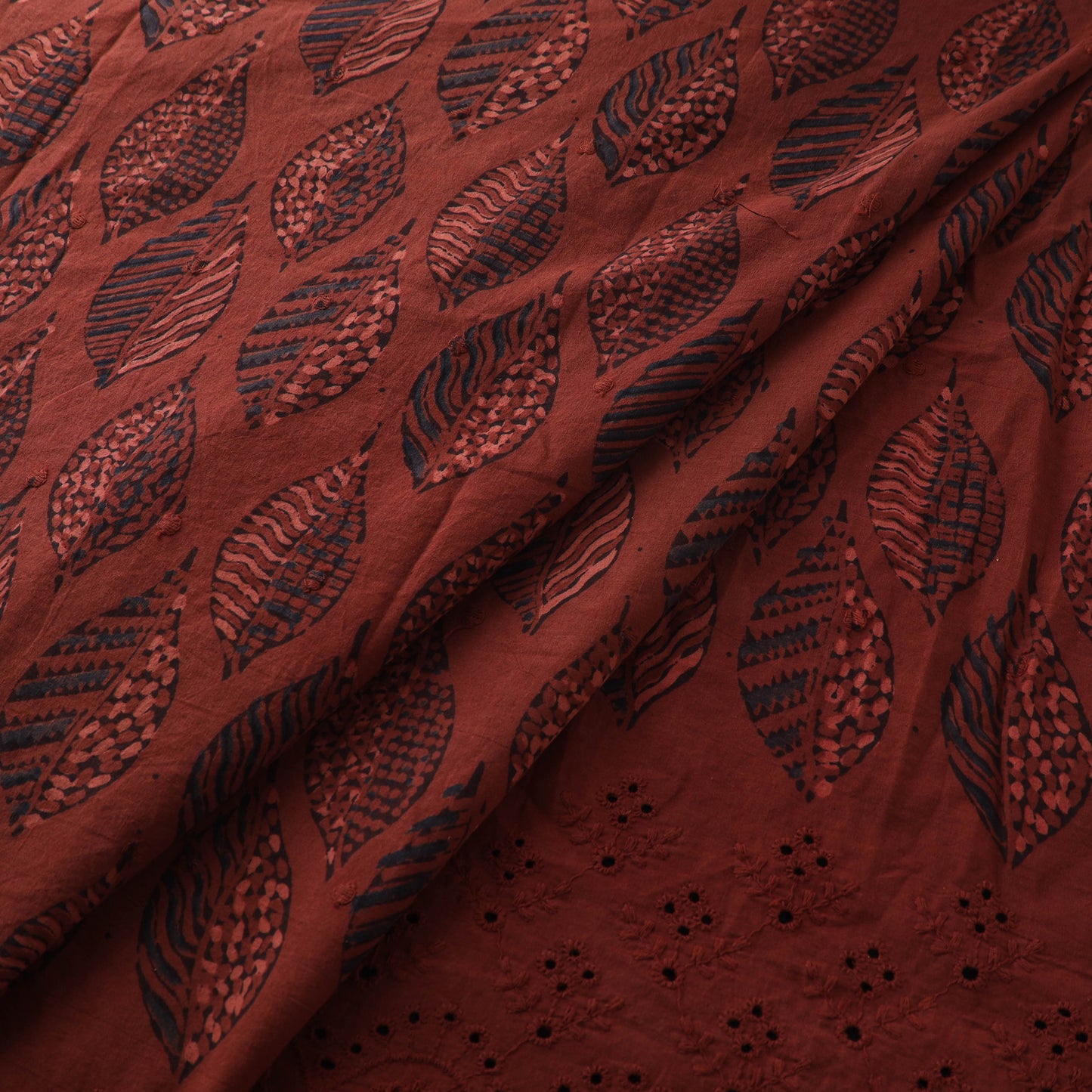 Natural Dyed Hand Block Print Ajrakh Cotton Hakoba Fabric 70