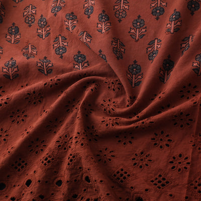 Natural Dyed Hand Block Print Ajrakh Cotton Hakoba Fabric 73