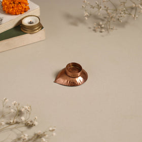 Copper hand-hammered enamel work diya 06 - handcrafted