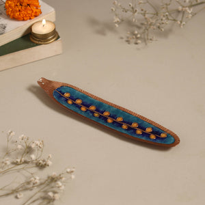 Copper hand-hammered enamel work agarbatti stand 01