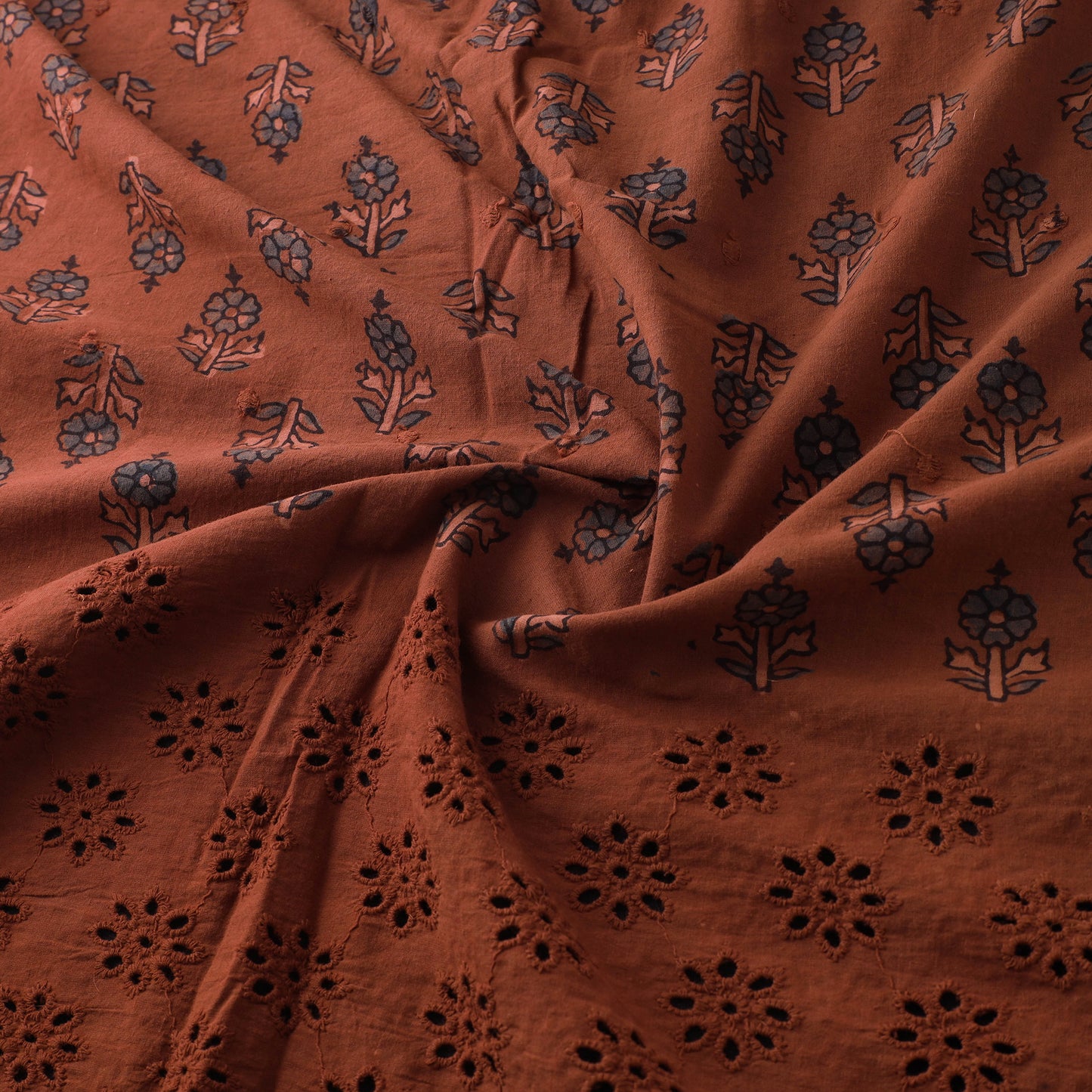 Natural Dyed Hand Block Print Ajrakh Cotton Hakoba Fabric 74