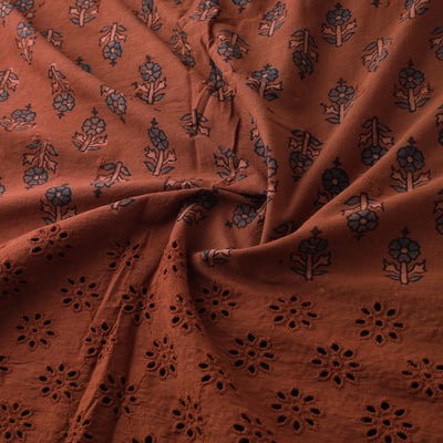 Natural Dyed Hand Block Print Ajrakh Cotton Hakoba Fabric 74