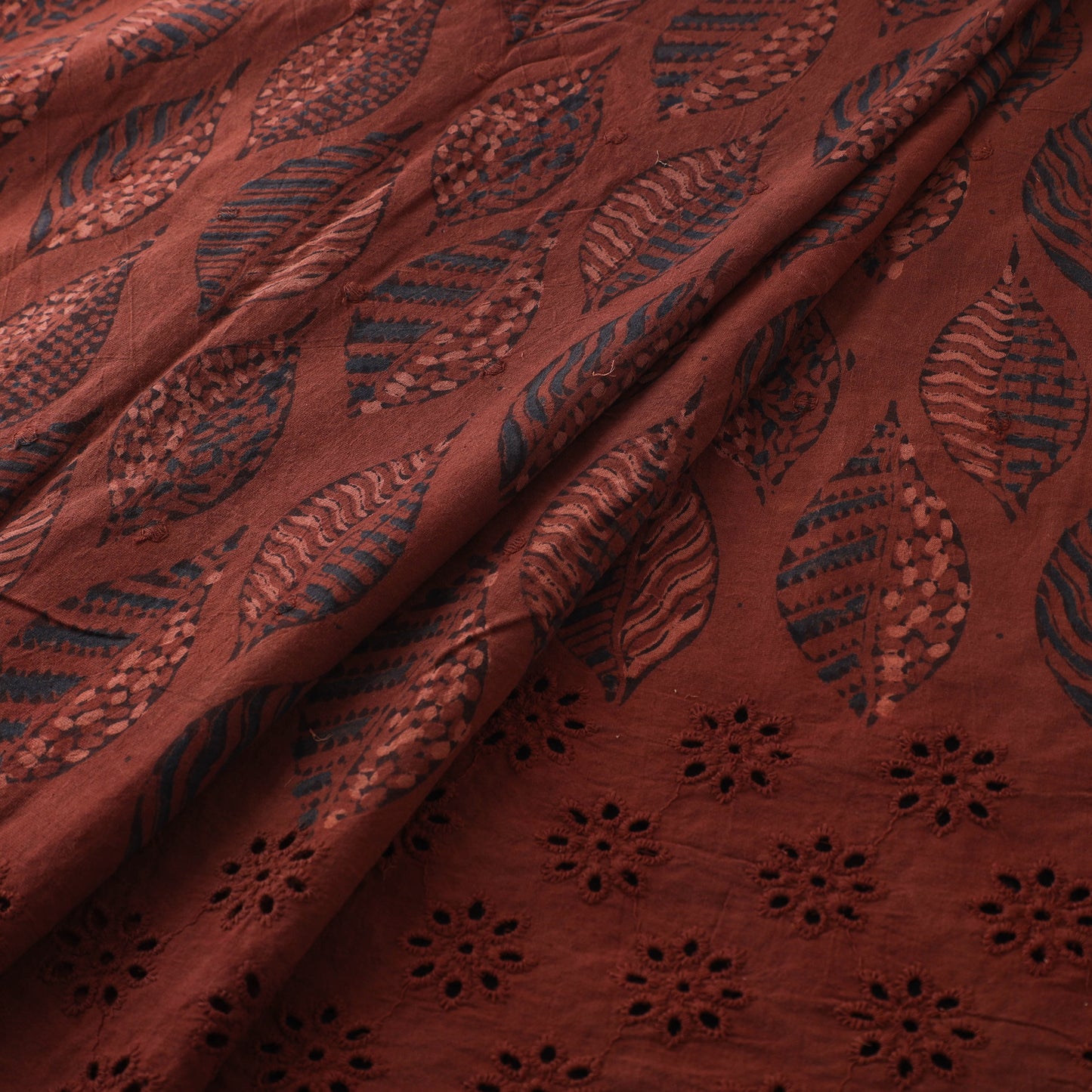 Natural Dyed Hand Block Print Ajrakh Cotton Hakoba Fabric 71