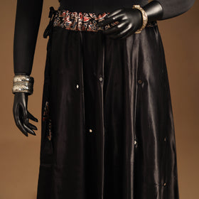 Brown Navratri Garba Chaniya Choli Set in Mashru Silk with Ajrakh Patch