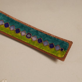 Copper hand-hammered enamel work agarbatti stand 02