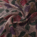 Beige - Srikalahasti Pen Work Natural Dyed Handpainted Kalamkari Kota Doria Silk Fabric 01