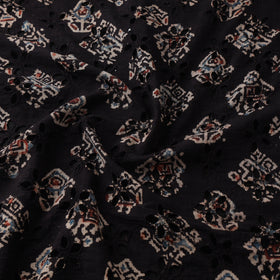 Black - Hakoba Hand Block Ajrakh Print Natural Dyed Cotton Fabric 01