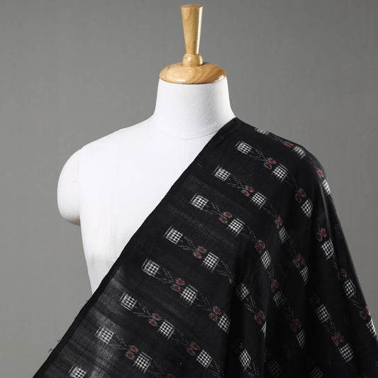 Black - Special Sambalpuri Odisha Ikat Jali Bandha Handloom Cotton Fabric